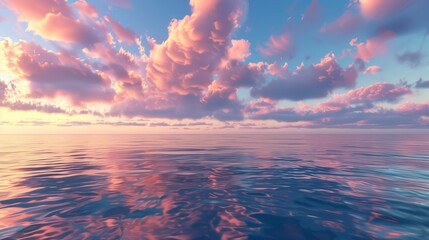 Sunset Skies Over Ocean Waters