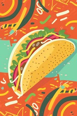 Colorful Cartoon Taco Illustration