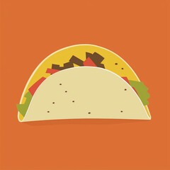 Delicious Taco on a Warm Orange Background
