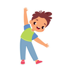 Funny Boy Kid Character Enjoy and Having Fun Vector Illustration