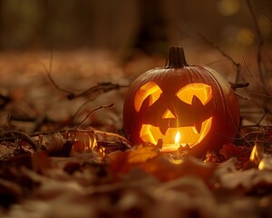 Halloween Glow: Jack-o’-Lantern in Forest
