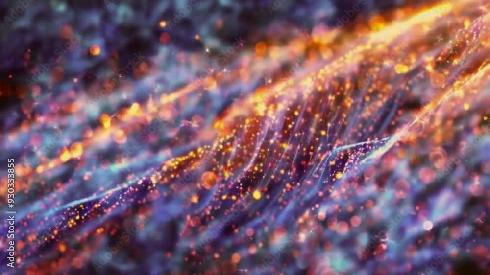 Poster abstract digital art with sparkles and bokeh