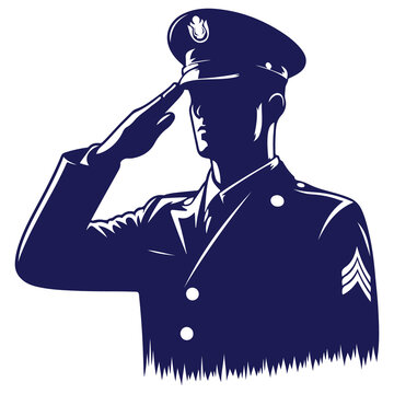 recommend clip art: vector silhouette saluting soldier
