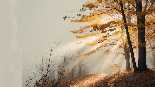 Autumn form of ket with tree yellow leaves.