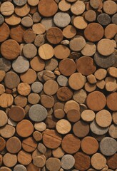 Brown and wood texture background with various circular shapes