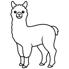 Alpaca line art vector illustration