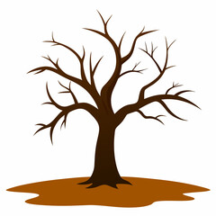 Old tree no leaves in empty field vector illustration 