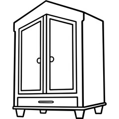 Armoire, angle view line art vector illustration