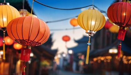 chinese lanterns in the chinese temple