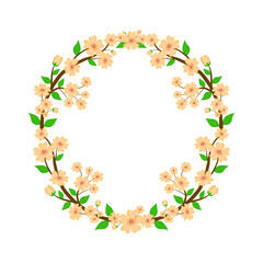 Wreaths and frames circle flower, green leaves. You can use this for scrapbooking, letters, invitations, cards making.