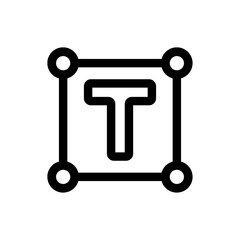 Text box icon in black, outline style and transparent background