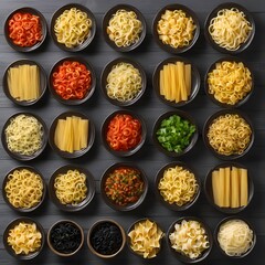 verity of pasta in a box