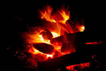 flames of burning wood