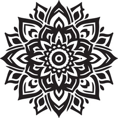  a simple mandala design silhouette in vector style with a white background: