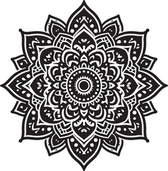  a simple mandala design silhouette in vector style with a white background: