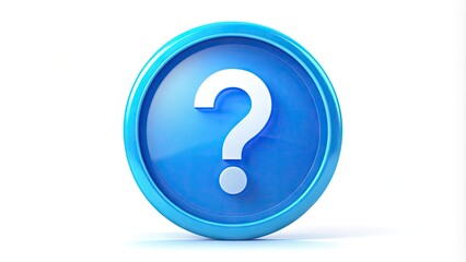 Naklejka premium A bright blue circular icon with a white question mark and a subtle gradient effect, symbolizing assistance, guidance, and support in a modern digital context.