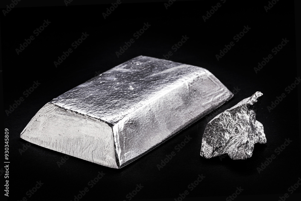 Canvas Prints manganese nugget and ingot, metal used in the manufacture of met