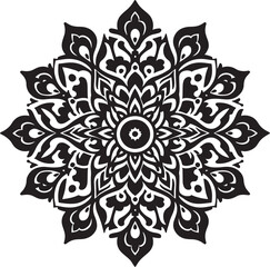  a simple mandala design silhouette in vector style with a white background: