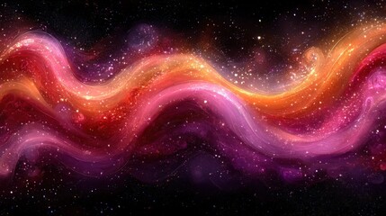 Obraz premium Abstract cosmic waves in pink, purple and orange tones