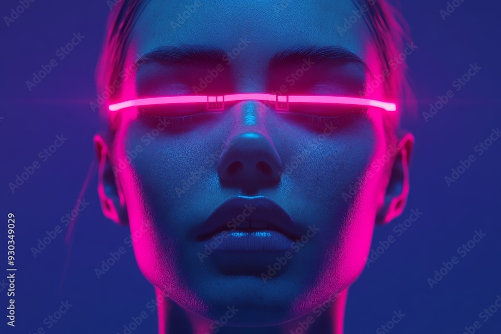 Poster abstract digital illustration of a person with glowing red eyes symbolizing the fiery energy of crea