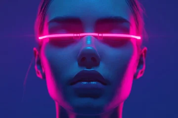 Abstract digital illustration of a person with glowing red eyes symbolizing the fiery energy of creativity and the intense connection between thought and emotion in a futuristic high tech setting © Leo Rohmann