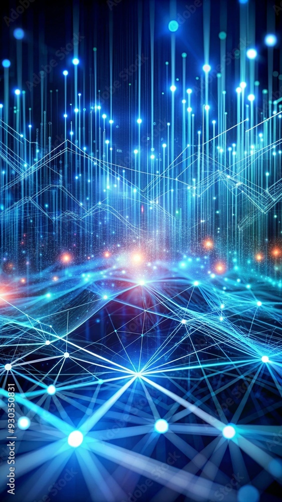Poster digital horizon: a mesmerizing expanse of interconnected nodes and pulsating lights illustrates the 