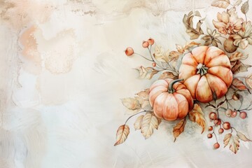 A Thanksgiving banner using soft pastel colors, creating a gentle and elegant aesthetic with subtle seasonal motifs