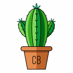 Cactus in a pot art vector illustration