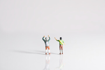 Silhouette, pose of mountaineers, miniature figures scene