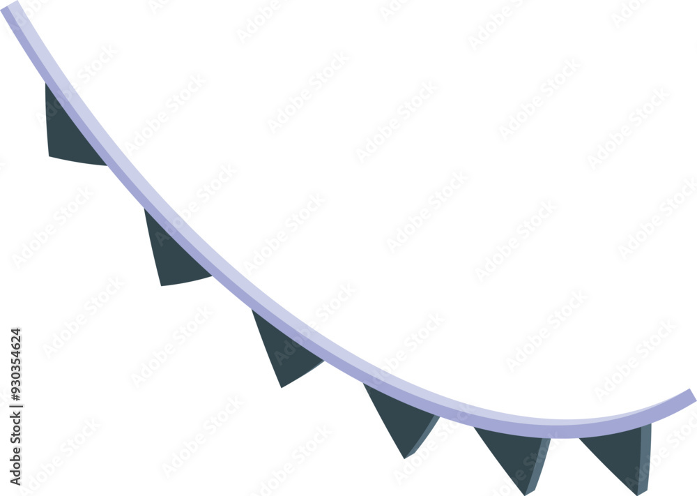Aufkleber garland with triangular flags is swaying in the wind on white background