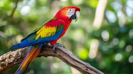 Obraz premium Scarlet Macaw Perched on a Branch