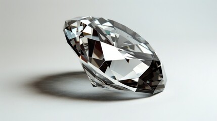 A sparkling diamond gemstone reflecting light on a white surface