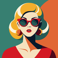 Retro woman vector, retro t-shirt design