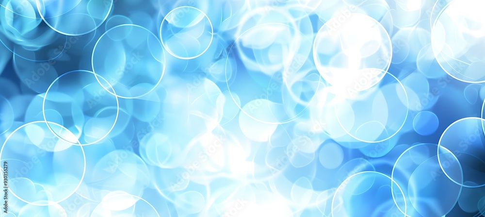 Poster an abstract monochromatic sky blue background with overlapping circles