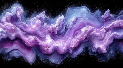 Purple cosmic wave of gas and dust on a starry black background