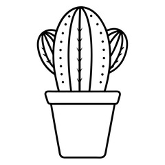 Cactus in a pot line art vector illustration