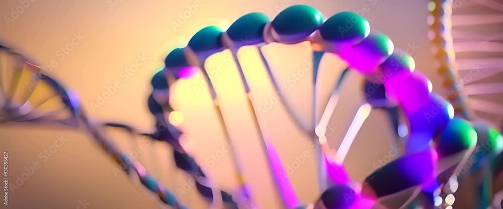 Poster 3d animation of dna conceptual design of genetic information for science animation multicolored dna 
