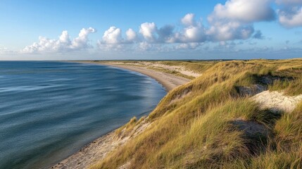 Coastal Dunescape Under a Blue Sky