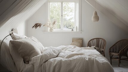Fototapeta premium Minimalist Bedroom Design with Natural Elements