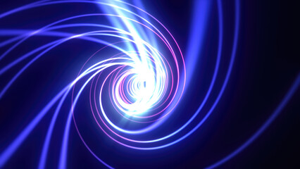 Abstract bright blue background tunnel with flying lines of energy particles and light rays