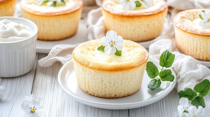 Enjoy a plate of simple folk-style cheese pancakes topped with creamy sour cream, perfect for a delightful brunch or snack