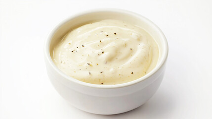 creamy Caesar dressing with a smooth, pale texture and flecks of Parmesan cheese