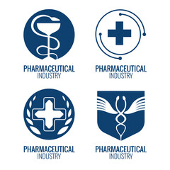 Set of emblem medical and pharmaceutical industry