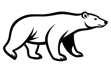 Polar bear chasing full body engraving art style vector art illustration