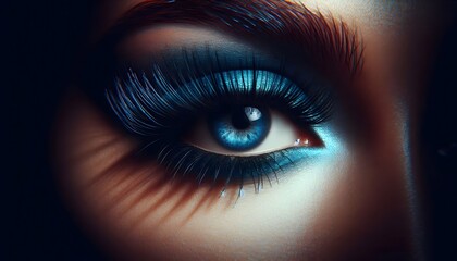 Fototapeta premium Closeup of Woman with Makeup Brushes & Glitter