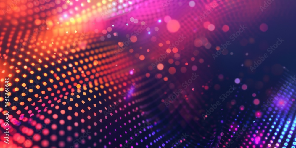 Aufkleber digital technology background with glowing neon lights and dot patterns