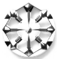 Abstract symmetrical eight-point star design in monochrome.
