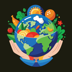 a hand holding a globe with the words  the world  on it.