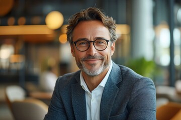 Naklejka premium Happy 40 Year Old Bank Manager with a Smile