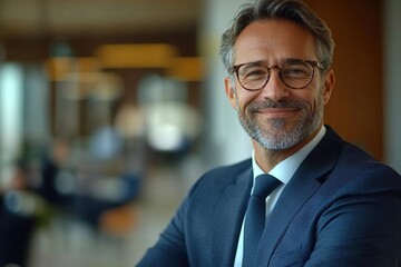 Fototapeta premium Happy 40 Year Old Bank Manager with a Smile